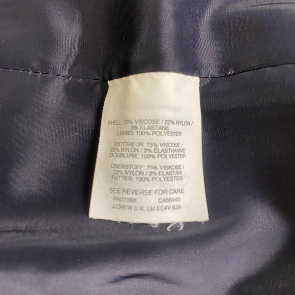 J. Crew Blazer Jacket Women's Size 12 Navy Blue Collarless‎ Vented Sleeves - Picture 5 of 11